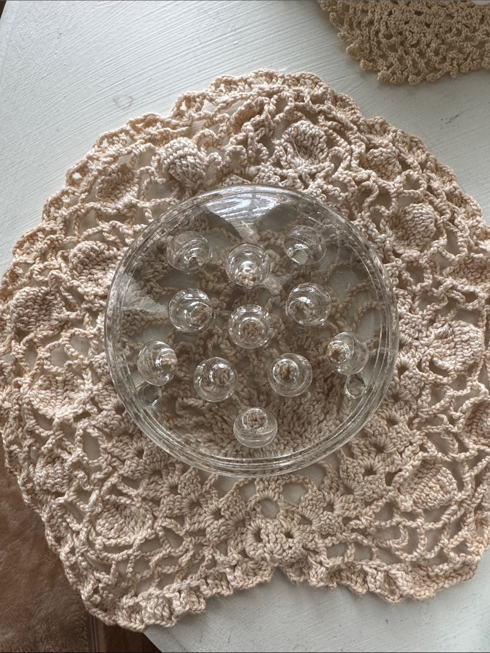 Clear Glass Flower Frog Centerpiece